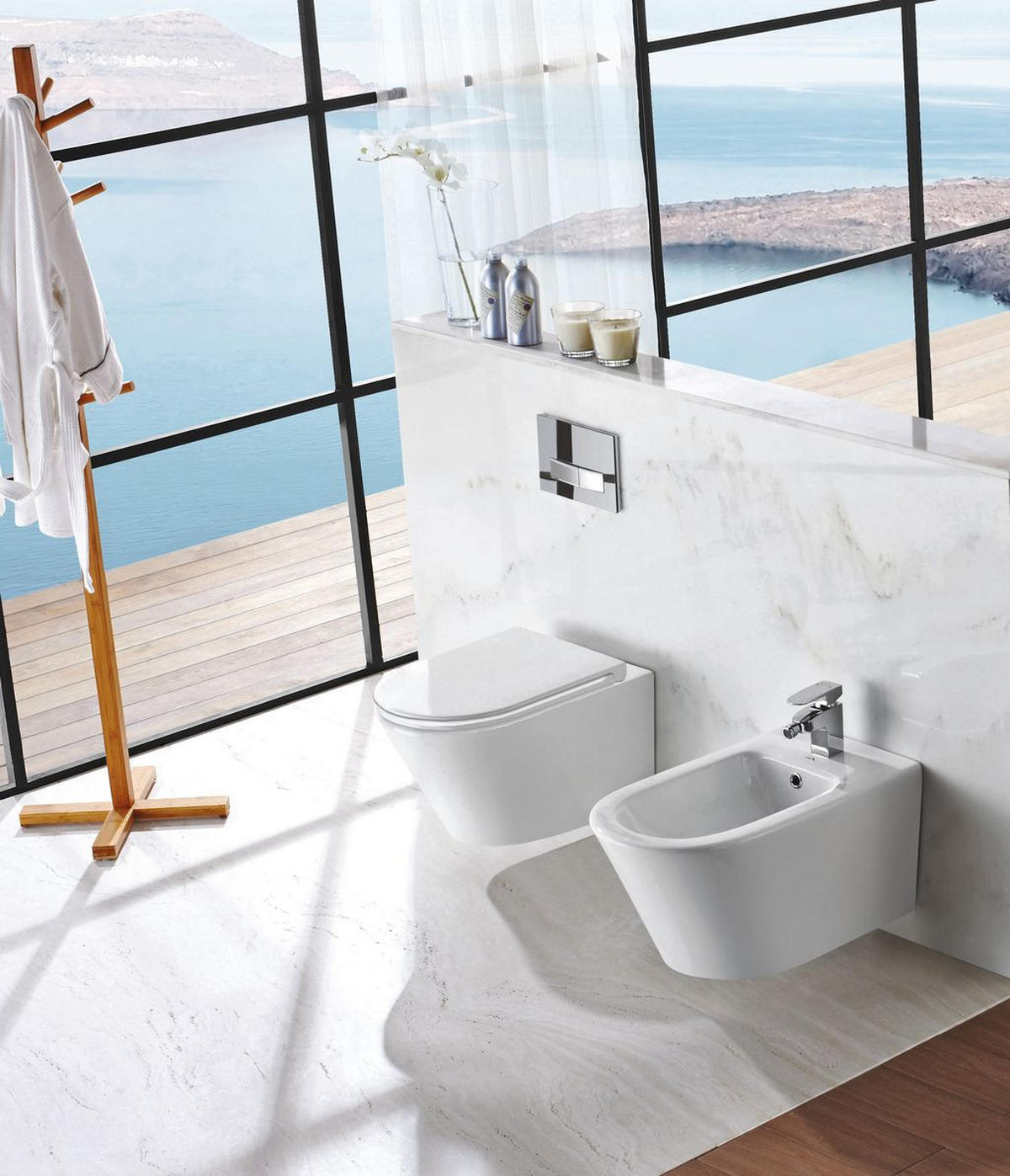 WAND-WC WHR-6011 Weiß spülrandlos inkl. SoftClose-Sitz - Weiß, Keramik (36/39/52cm) - Glasdeals