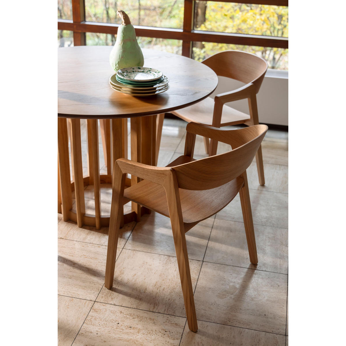 ESSZIMMERSTUHL Westlake Armlehne Natur - 2 er Set - Beige/Naturfarben, Holzwerkstoff (58/76/52cm) - Dutchbone