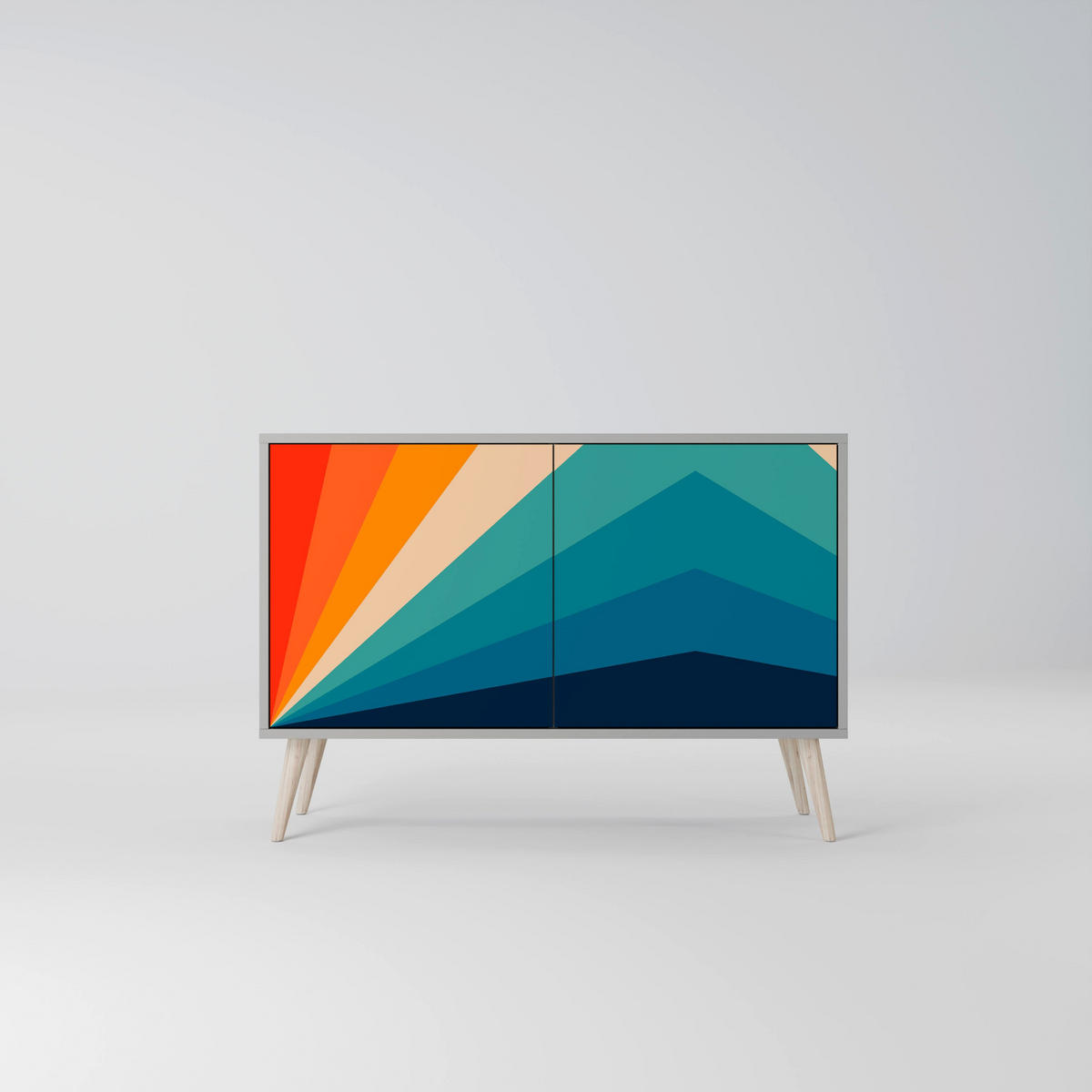 SIDEBOARD PRISM CONCUSSION, Eicheneffekt, 111x42x77,5 cm, 2 Türen - Eichefarben/Buchefarben, Holzwerkstoff/Buchenholz (111/77.5/42cm) - SpaceRebels