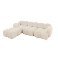 ECKSOFA modulares Sofa Links Miko-L2 302x205x75 Beige Cord - Beige/Schwarz, Holzwerkstoff/Kunststoff (302/205cm) - ALTDECOR