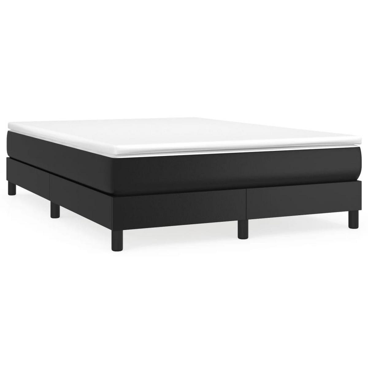 BOXSPRINGBETTGESTELL SCHWARZ 140X200 CM KUNSTLEDER - Schwarz, Leder - vidaXL