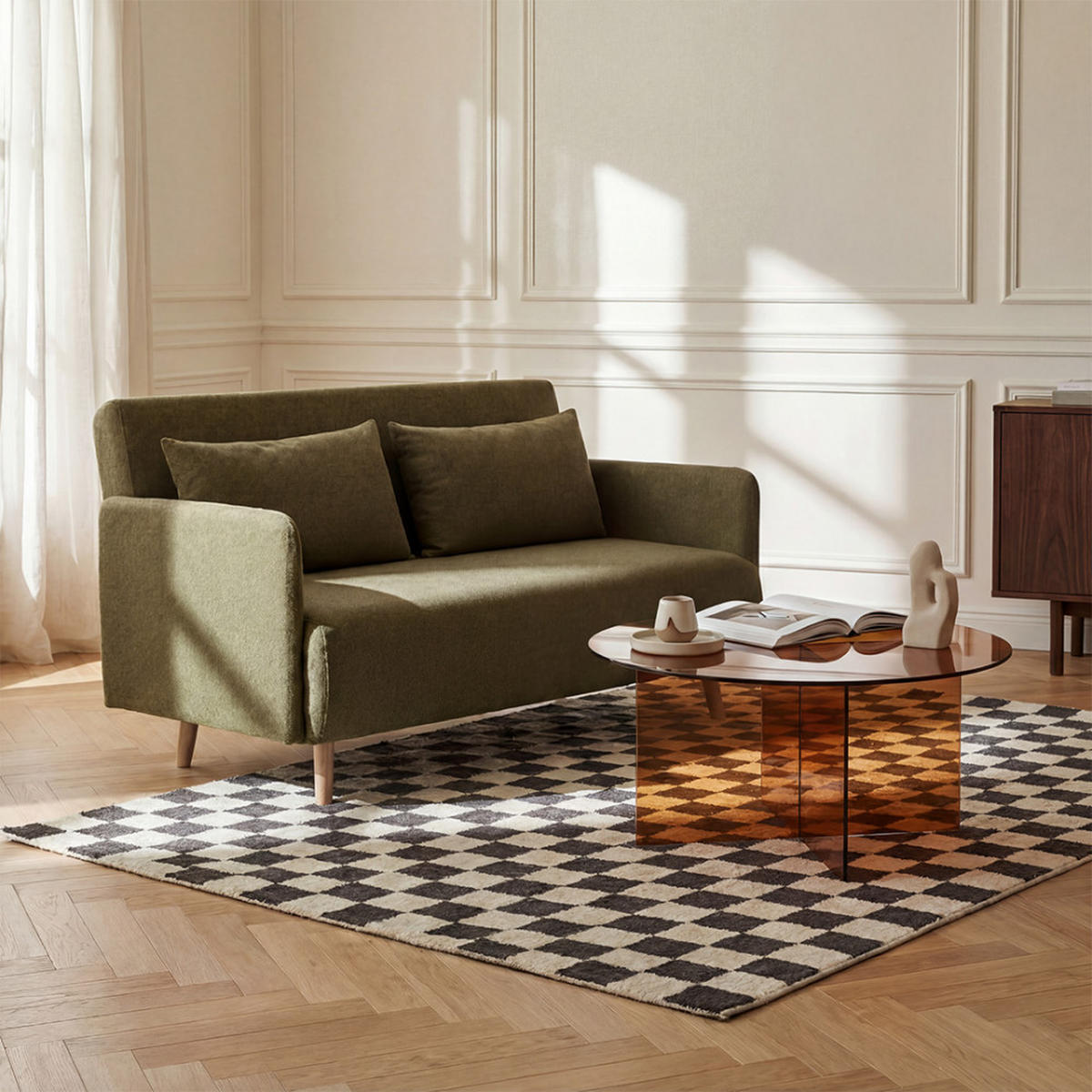SCHLAFSOFA Olivengrün - Olivgrün, Textil (132/80/88cm) - Drawer