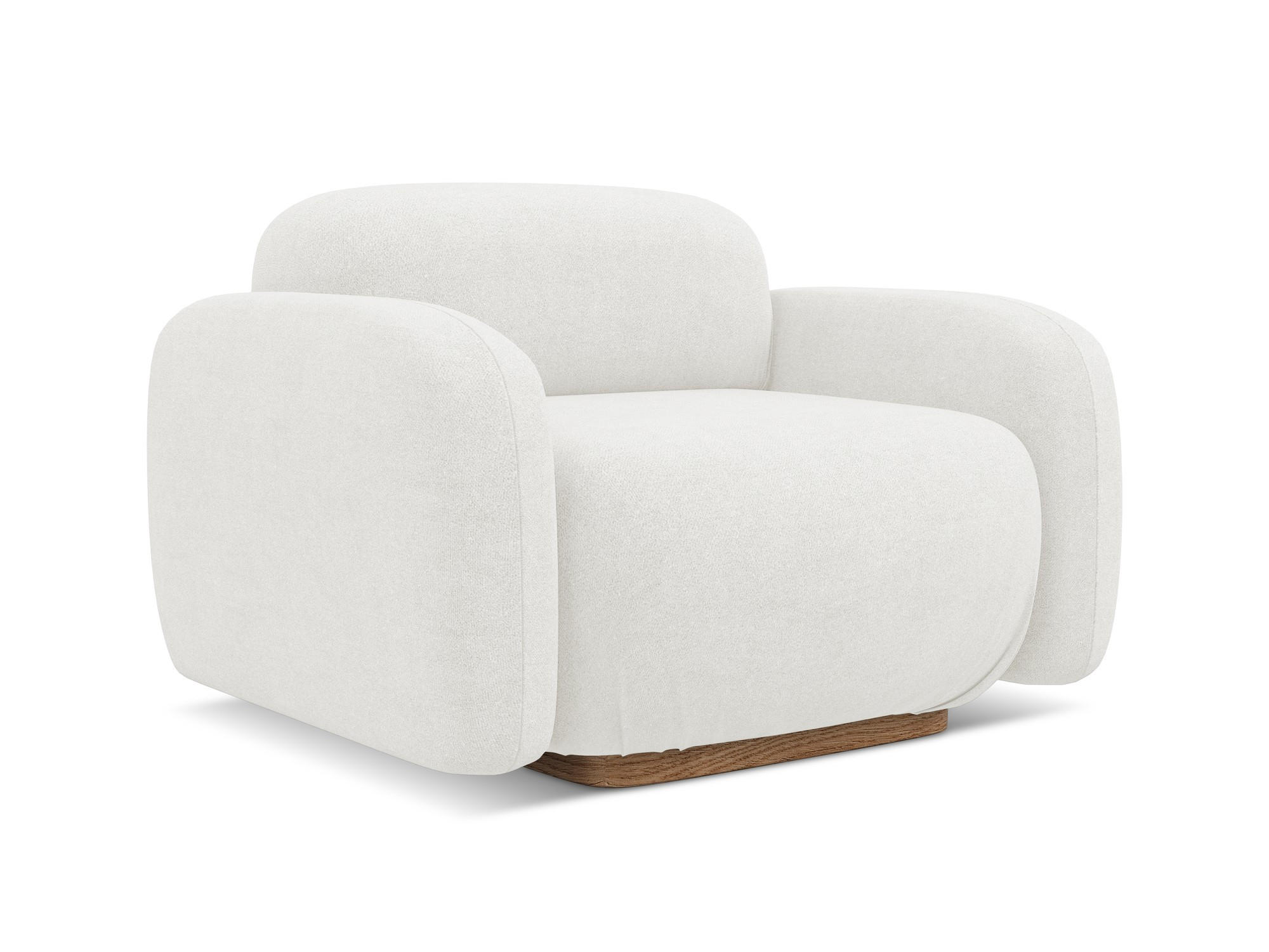 SESSEL Bouclé Stoff Weiß - Weiß/Braun, Holz/Textil (110/73/95cm) - Makamii