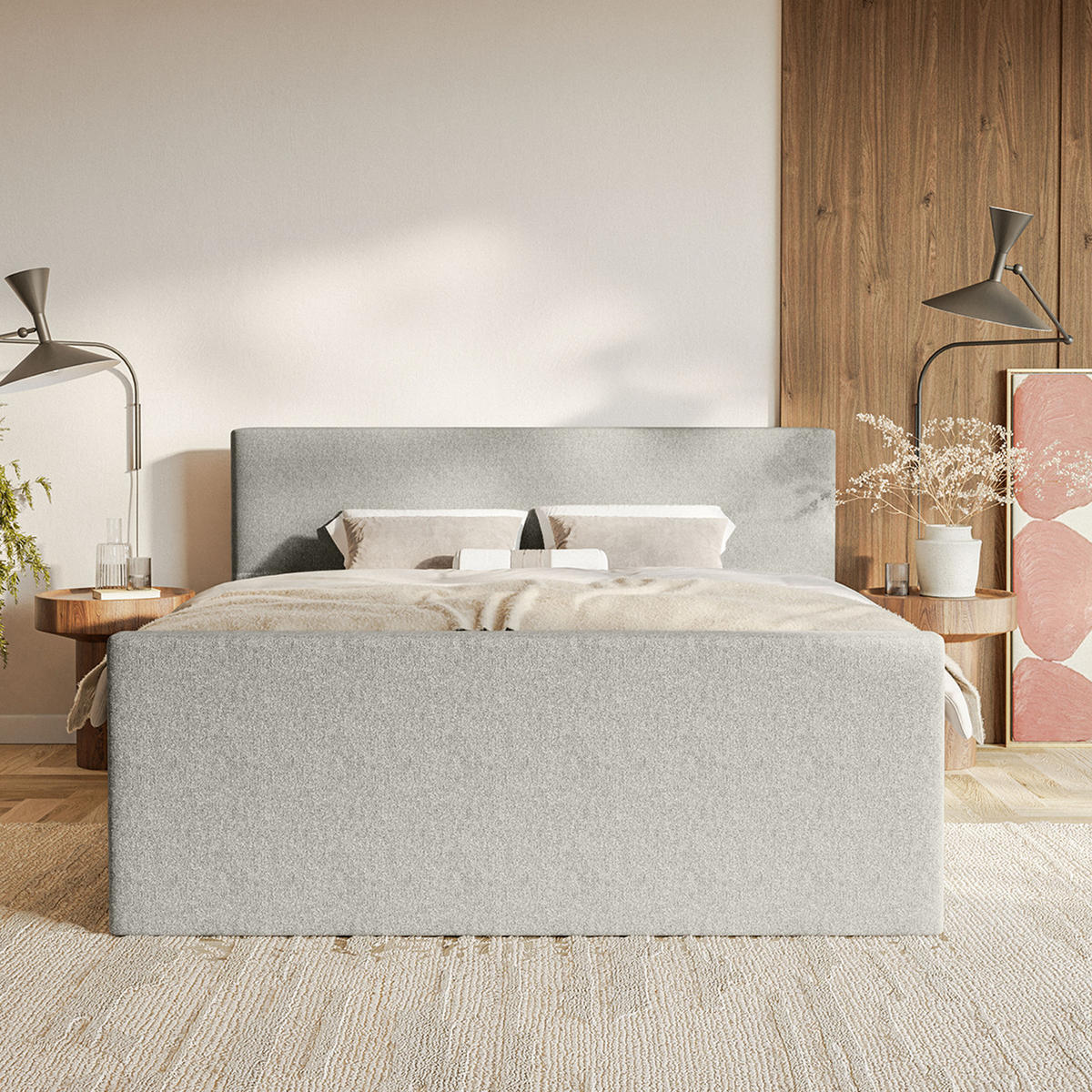 BOXSPRINGBETT VELIPOJA EASY CLEAN 140x200 cm, Hellgrau - Hellgrau, Textil (140/200cm) - Fedve