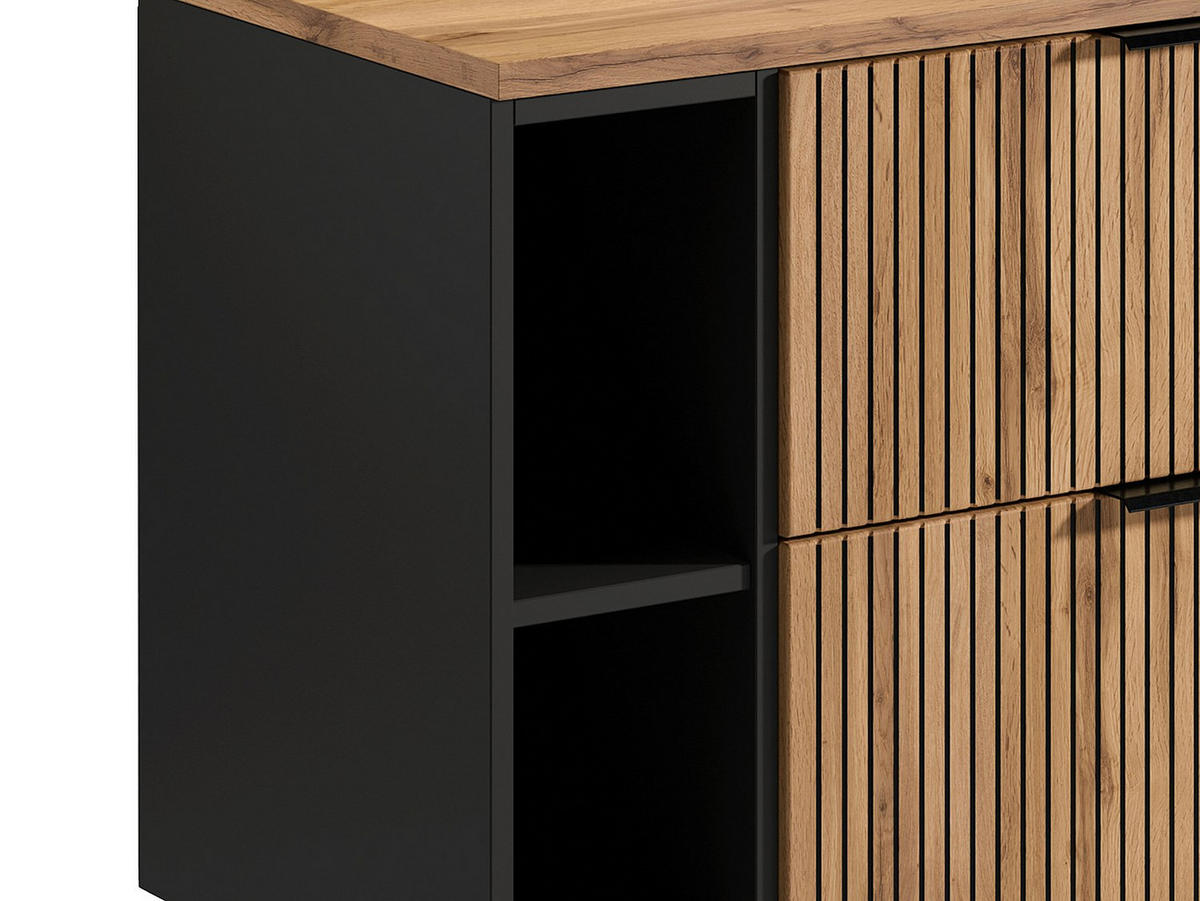 EINZELWASCHTISCH - 80cm x 46cm - MDF - schwarz, naturfarben hell - MADELA - Schwarz, Holz (80/57/46cm) - Vente-Unique