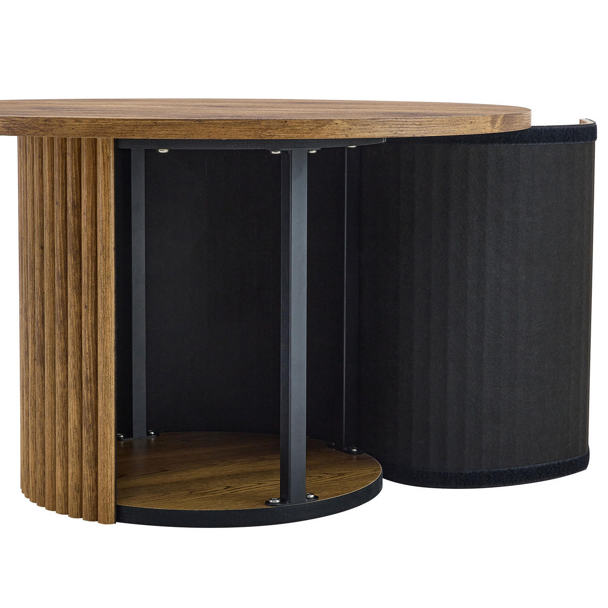 KONFERENČNÍ stolek 70/70/42 cm dřevěný dekor z MDF s kovovým rámem a sloupovým podstavcem - barva borovice, kompozitní dřevo (70/70/42cm) - OKWISH