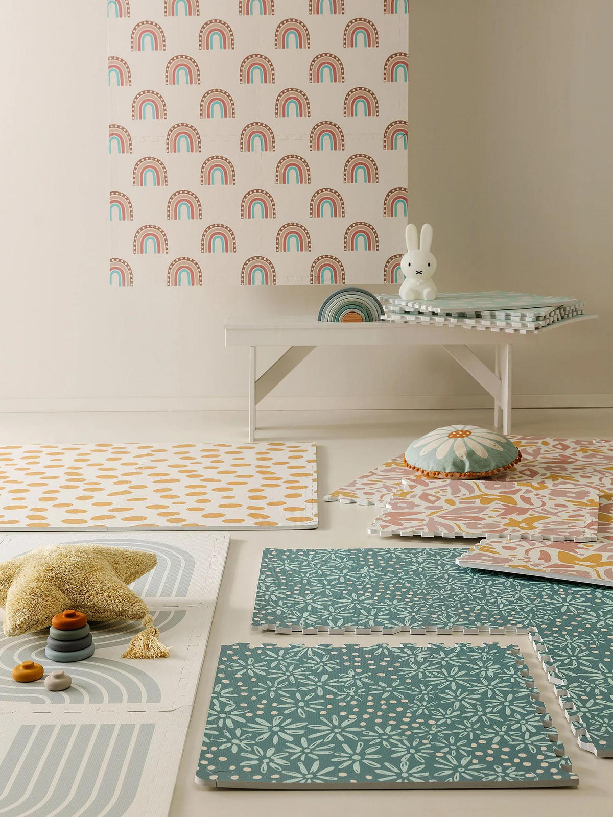 SPIELMATTE Flora Blau 120x180 cm - Blau, Textil (120/180cm) - Lytte