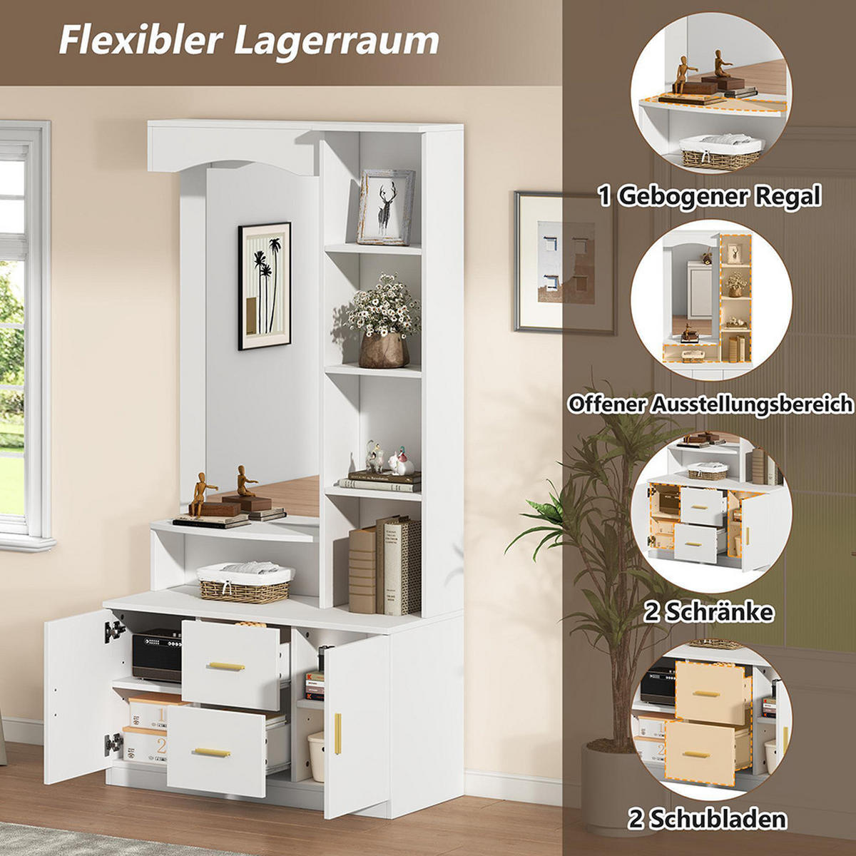 GARDEROBE 90x40x180cm mit Regal,Weiß - Weiß, Holzwerkstoff (90/180/40cm) - KOMHTOM