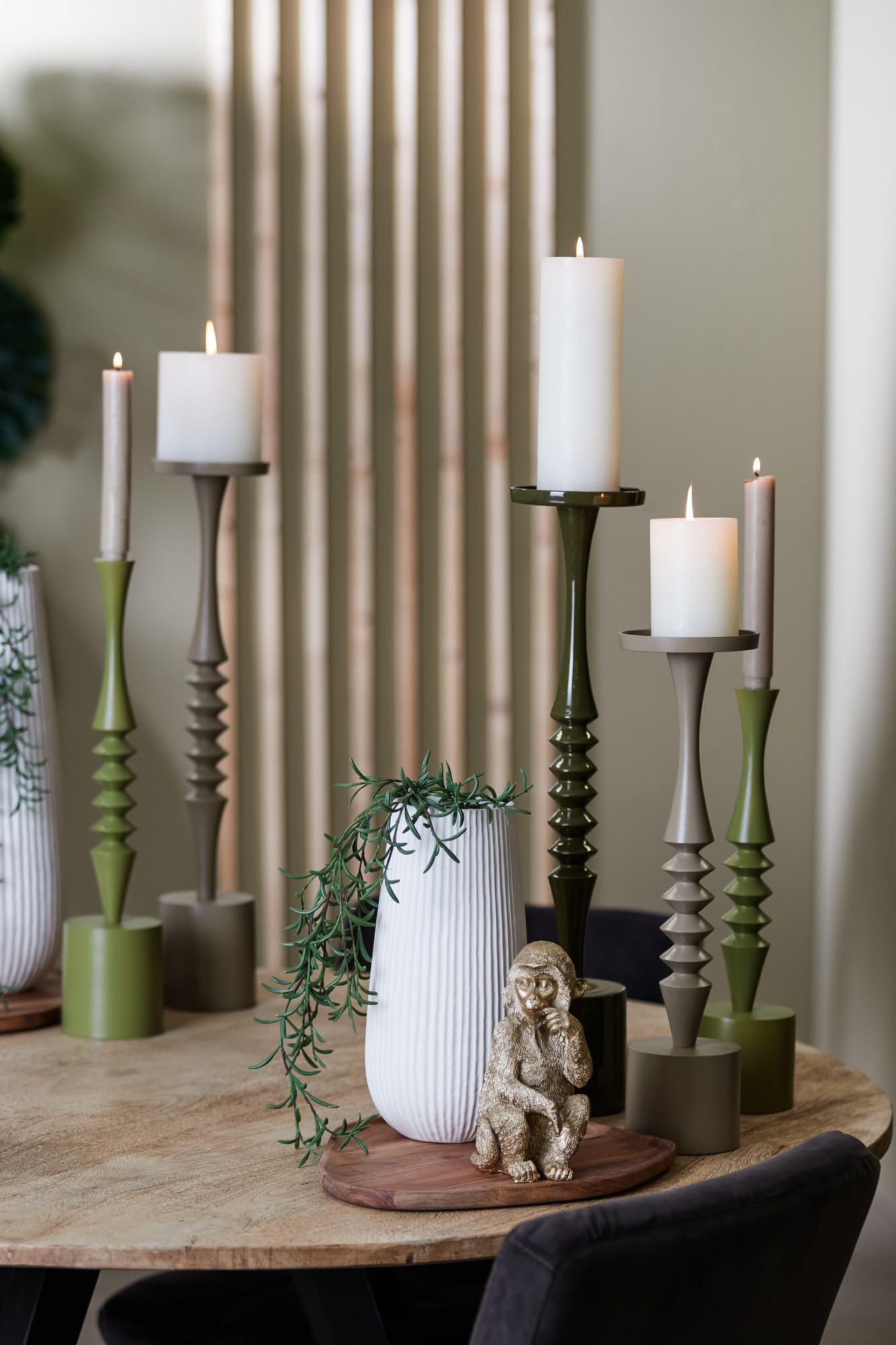 KERZENSTÄNDER MISTRY - Grün - Ø11x51cm - Grün, Metall (11/51/11cm) - Light & Living
