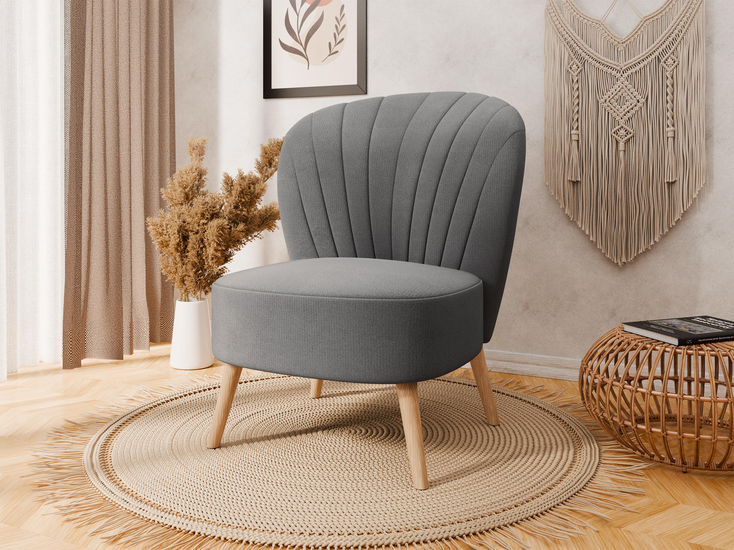 SESSEL Lumora mit Holzbeinen Grau - Grau, Holz (68/82/78cm) - Panda Möbel