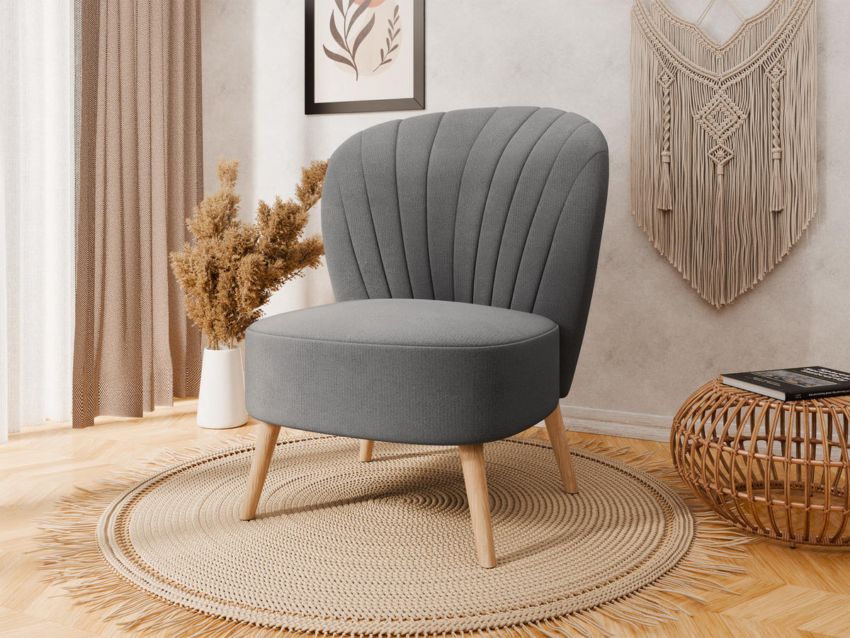 SESSEL Lumora mit Holzbeinen Grau - Grau, Holz (68/82/78cm) - Panda Möbel
