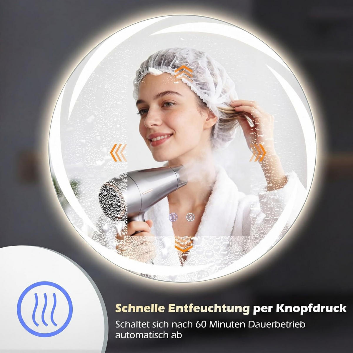 BADSPIEGEL mit Beleuchtung silber - Silberfarben, Glas (70/70/3cm) - COSTWAY