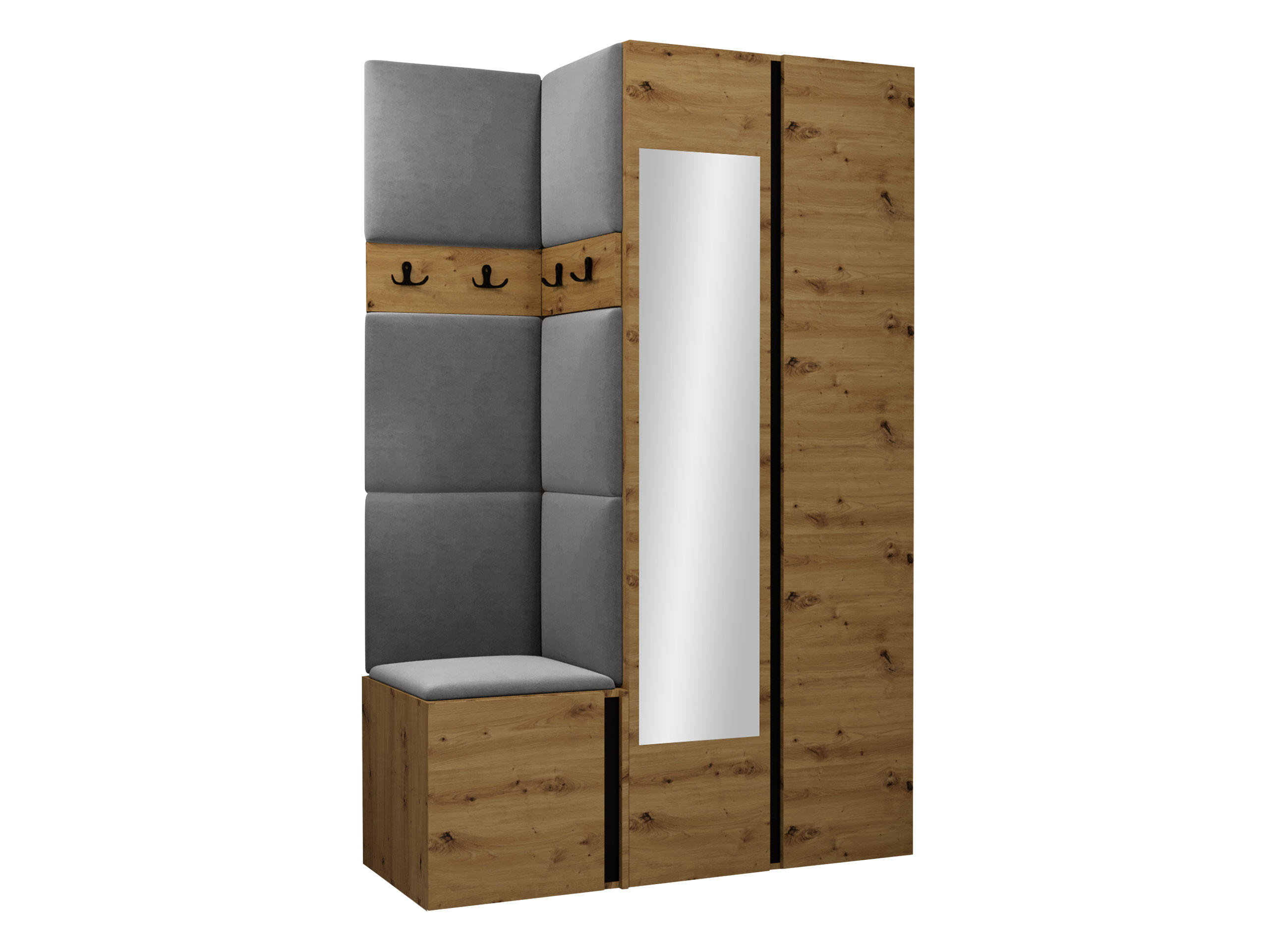 GARDEROBEN-SET Orion XXVI - Eiche Artisan/Grau, Holzwerkstoff/Kunststoff (116/186/46cm) - MIRJAN24