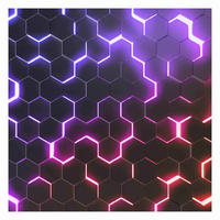 FOTOTAPETE Strukturierte Hexagone mit Neonlicht in Rosa und Lila 240/240 cm - Schwarz, Papier (240/240cm) - Bilderwelten