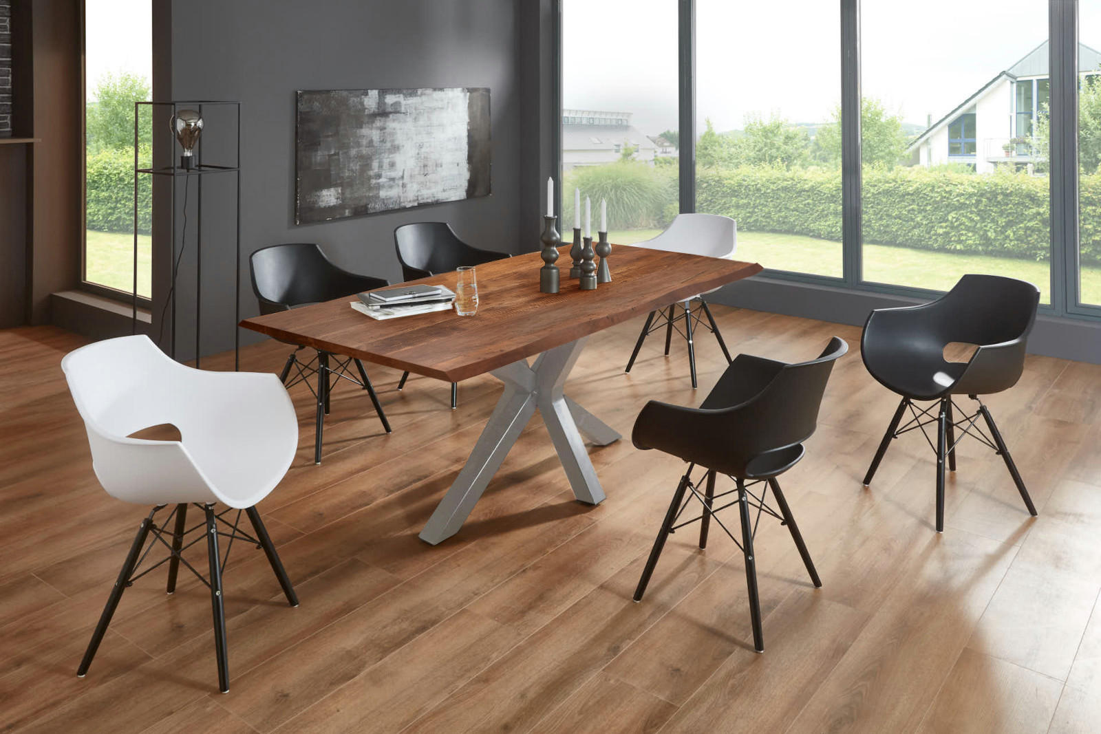 ESSTISCH SPYRO - Silberfarben/Braun, Holz/Metall (85/160/76cm) - SAM