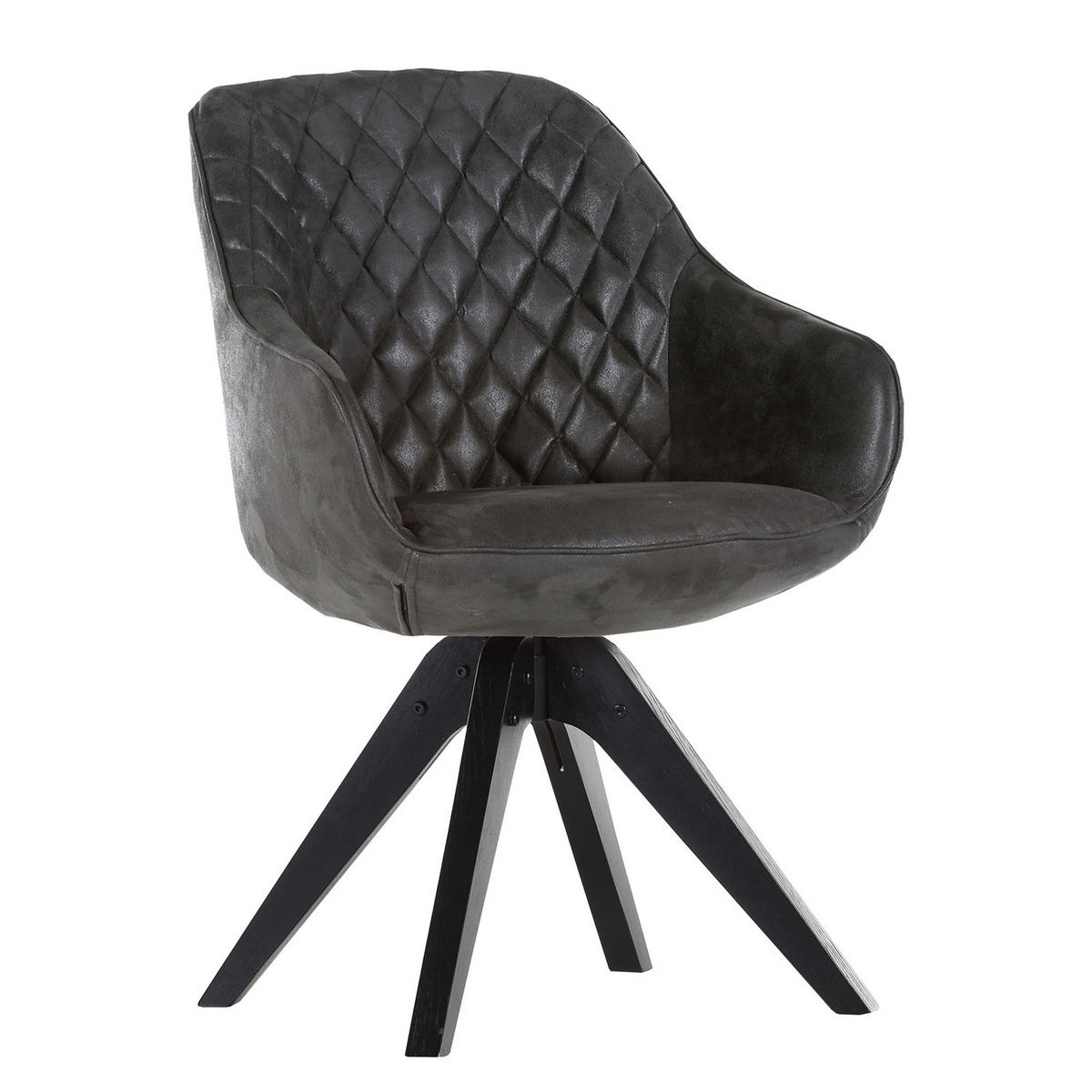 ARMLEHNENSTUHL drehbar - 2er-Set - Eiche massiv / Textil - Schwarz, Eichenholz/Holz (60/83/65cm) - home24