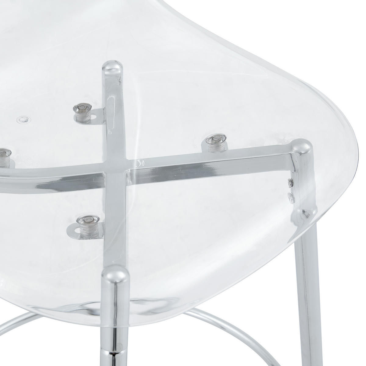BARHOCKER 2er-Set 66 cm transparent Silber - Silberfarben, Metall (48.5/102/48.5cm) - Meubliv
