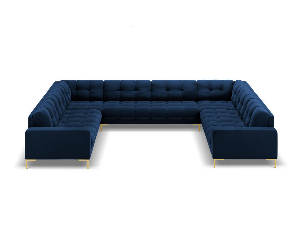 PANORAMASOFA Mamaia aus Samt königsblau 9 Sitzplätze - Blau, Textil (256/75/337cm) - Micadoni
