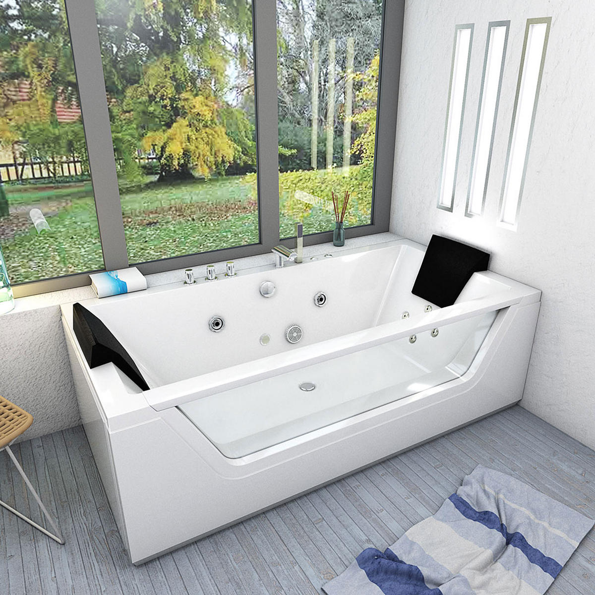 WHIRLPOOL Pool Badewanne Wanne W83-C-SC 180x55 - Weiß, Glas/Kunststoff (90/55/180cm) - AcquaVapore by Sandra Jentho