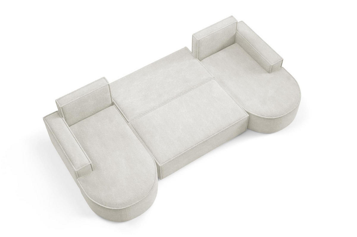 WOHNLANDSCHAFT Flow Weiß, mit Schlaffunktion in Abriamo Stoff - Weiß, Holzwerkstoff/Textil (316/88/157cm) - Bettso
