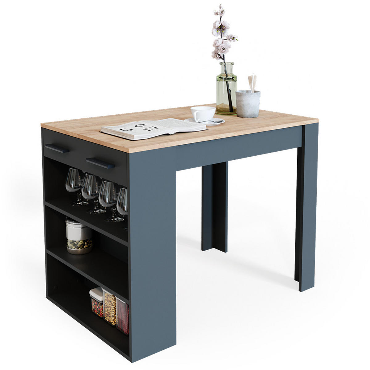 ESSZIMMERTISCH Repose Anthrazit/Goldkraft Eiche 67 x 100 cm - Anthrazit/Eiche Wotan, Holzwerkstoff (67/77.5/100cm) - Vicco