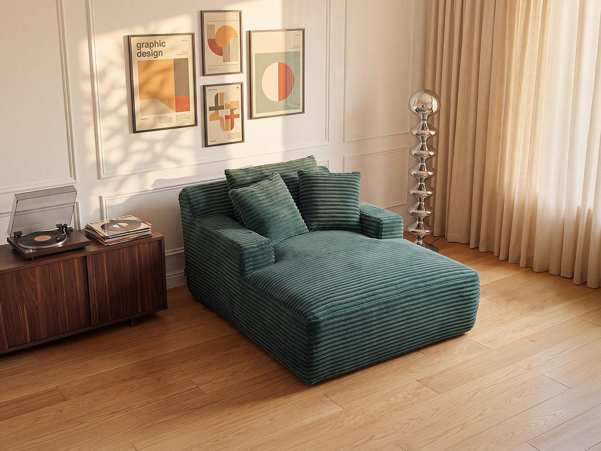 RECAMIERE ohne Schlaffunktion - 1 Person, 2 Personen - samt - grün Donilia - Grün, Textil (120/72/168cm) - Vente-Unique
