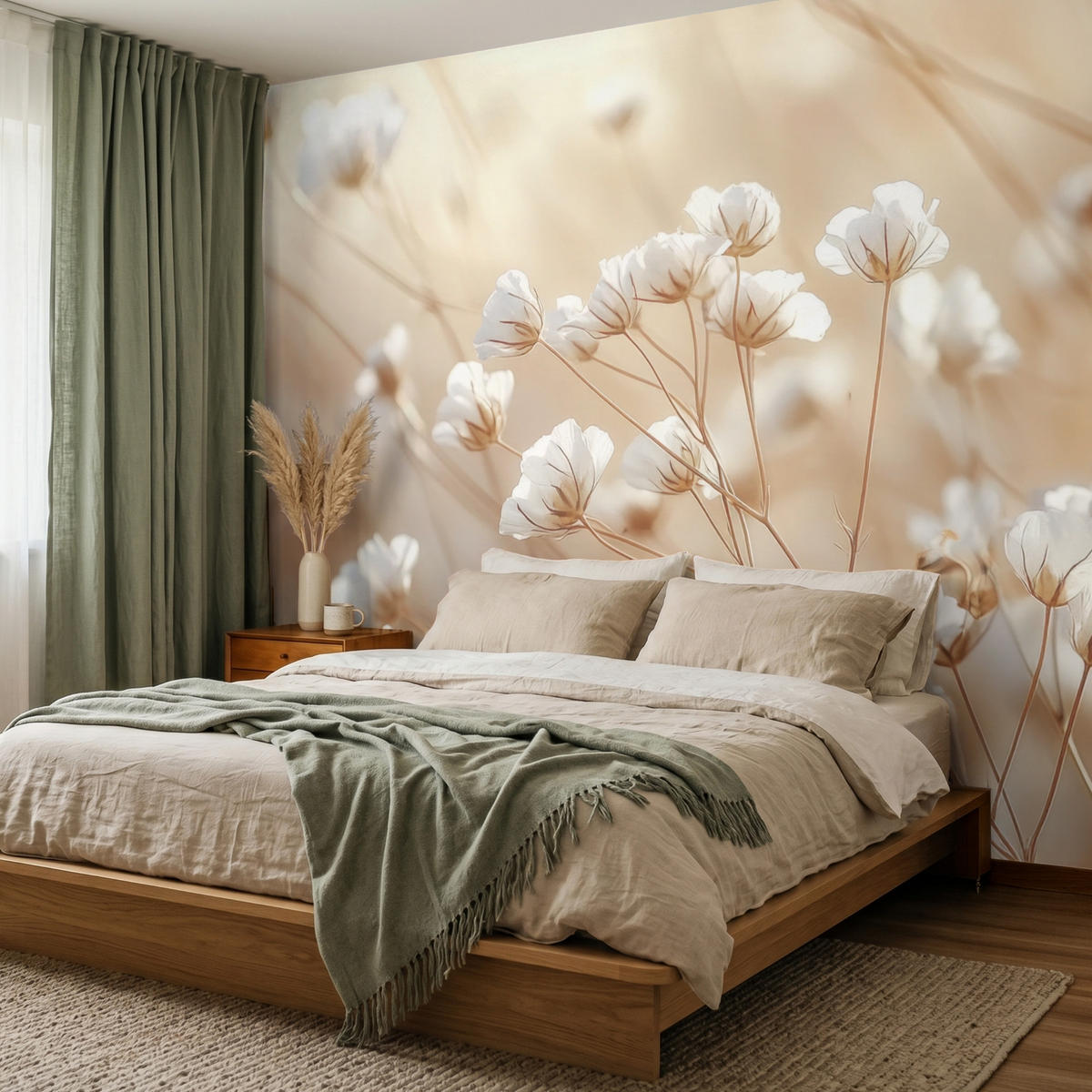 TAPETE - Wild - Blumen - Weiß - 240x200 cm - Creme, Papier (240/200cm) - OnlyWow