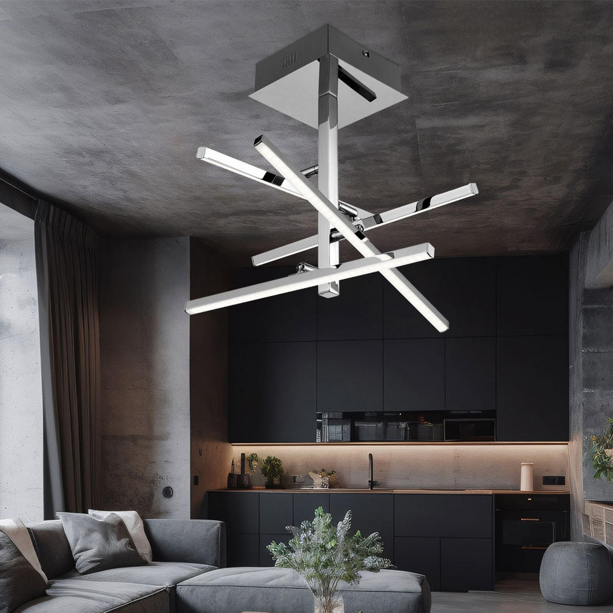 LED DECKENLEUCHTE Chrom Silber verstellbar - Silberfarben, Metall (51/51/36cm) - Esto