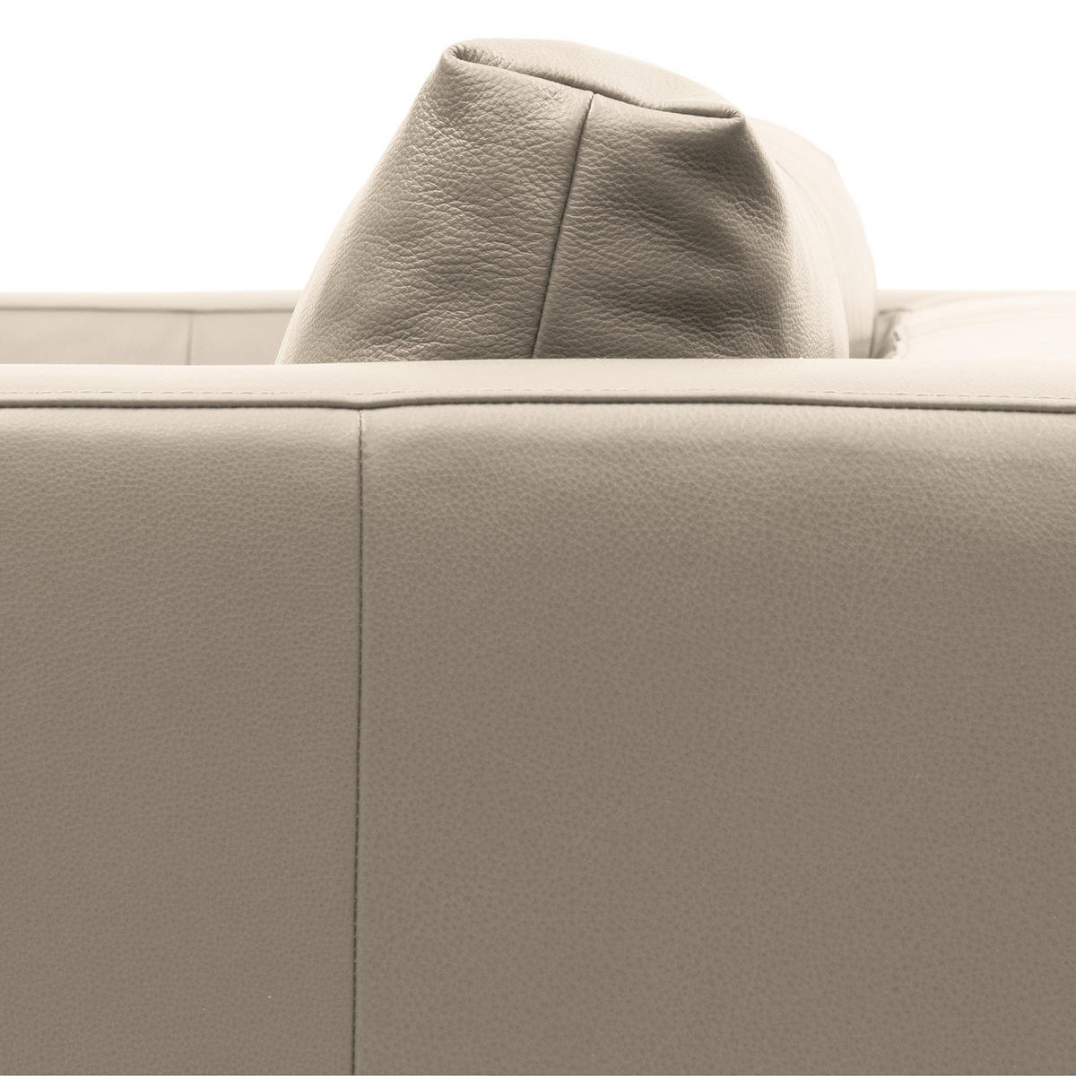 ECKSOFA mit Ottomane - Chromfarben/Hellgrau, Leder/Metall (255/230cm) - home24