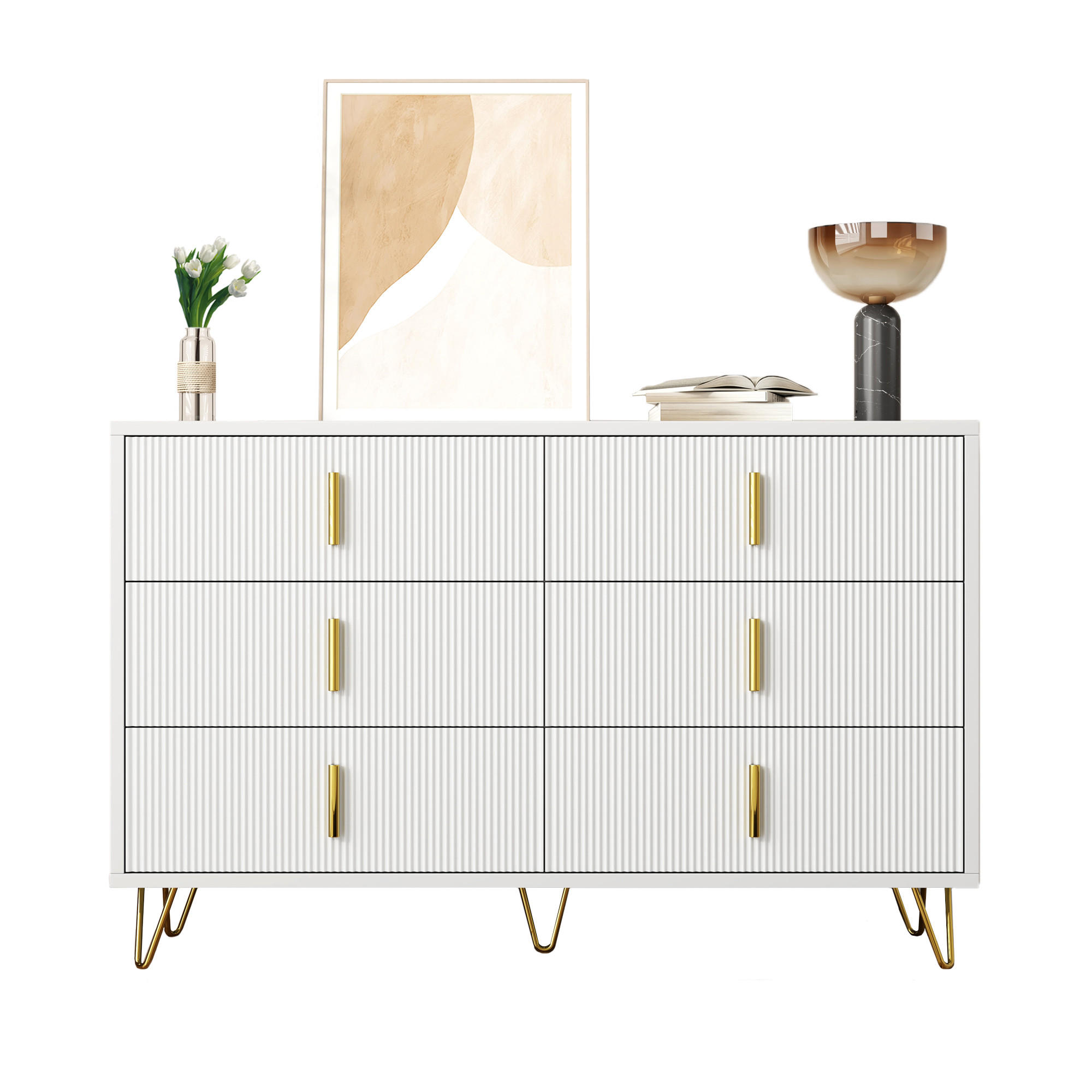 SIDEBOARD Modern Design Stauraum Goldene Griffe - Multicolor, Holzwerkstoff (40/77/120cm) - FLIEKS