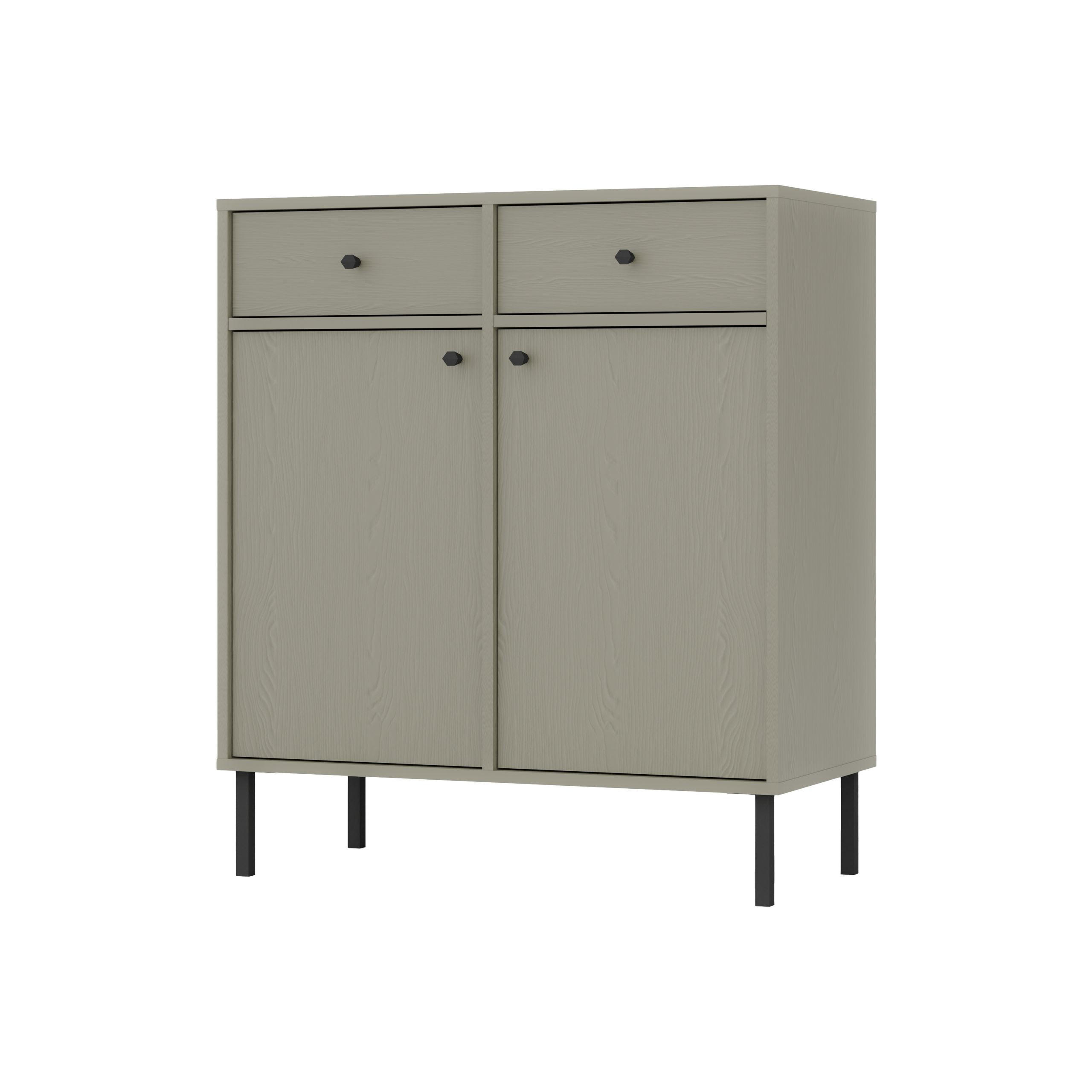 KOMMODE TORINO 84/95/41 cm mit 2 Schubladen 2 Türen Hellgrün - Hellgrün, Holzwerkstoff (84/95/41cm) - MASSENO