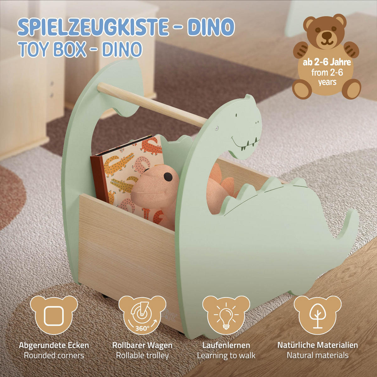 BÜCHERREGAL WANDREGAL FÜR KINDER - Naturfarben, Holz (57/49/31.5cm) - Joyz