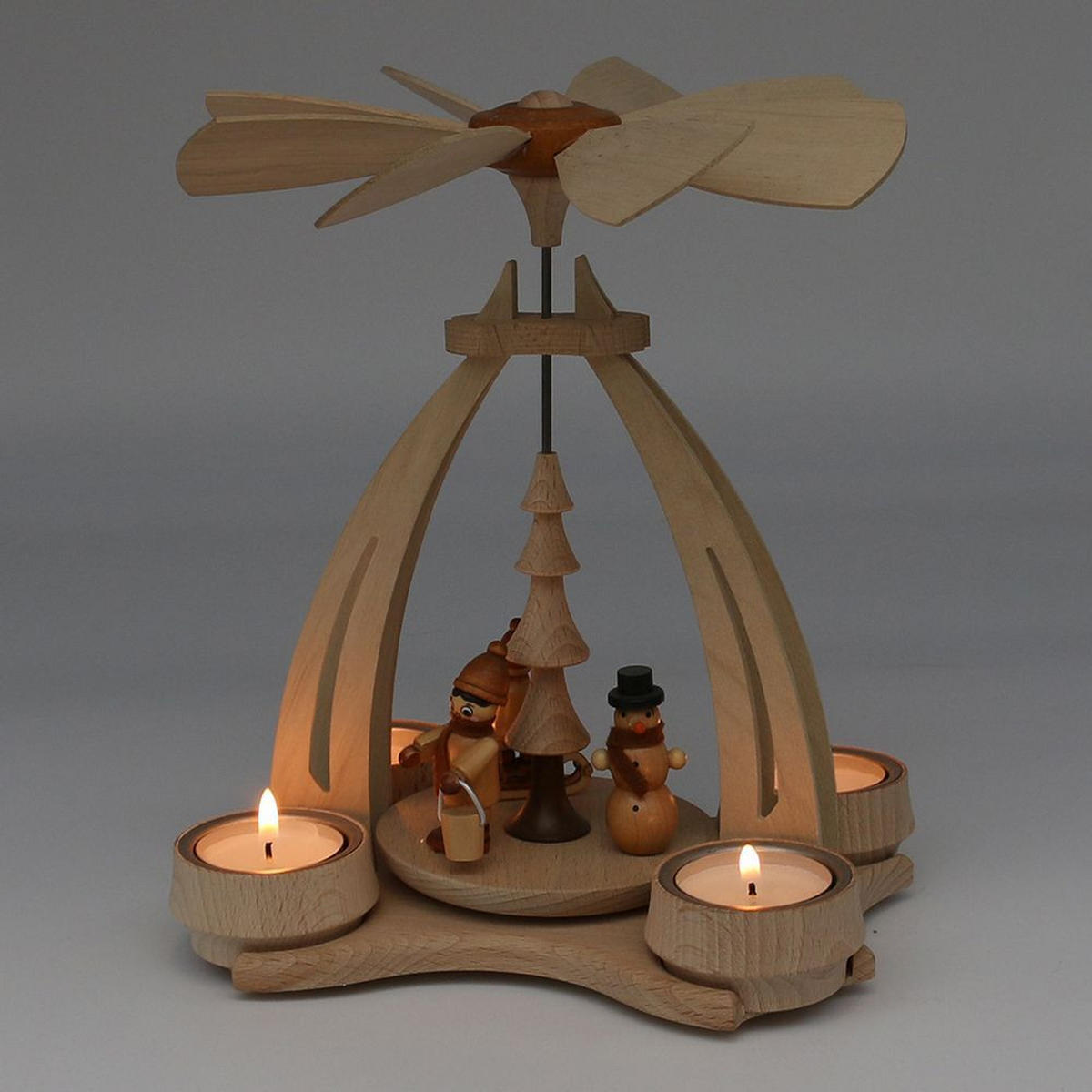 TISCH-PYRAMIDE Winterfütterung 14/18/24 cm - Multicolor, Holz (0.1/24/0.1cm) - Dekoteam24