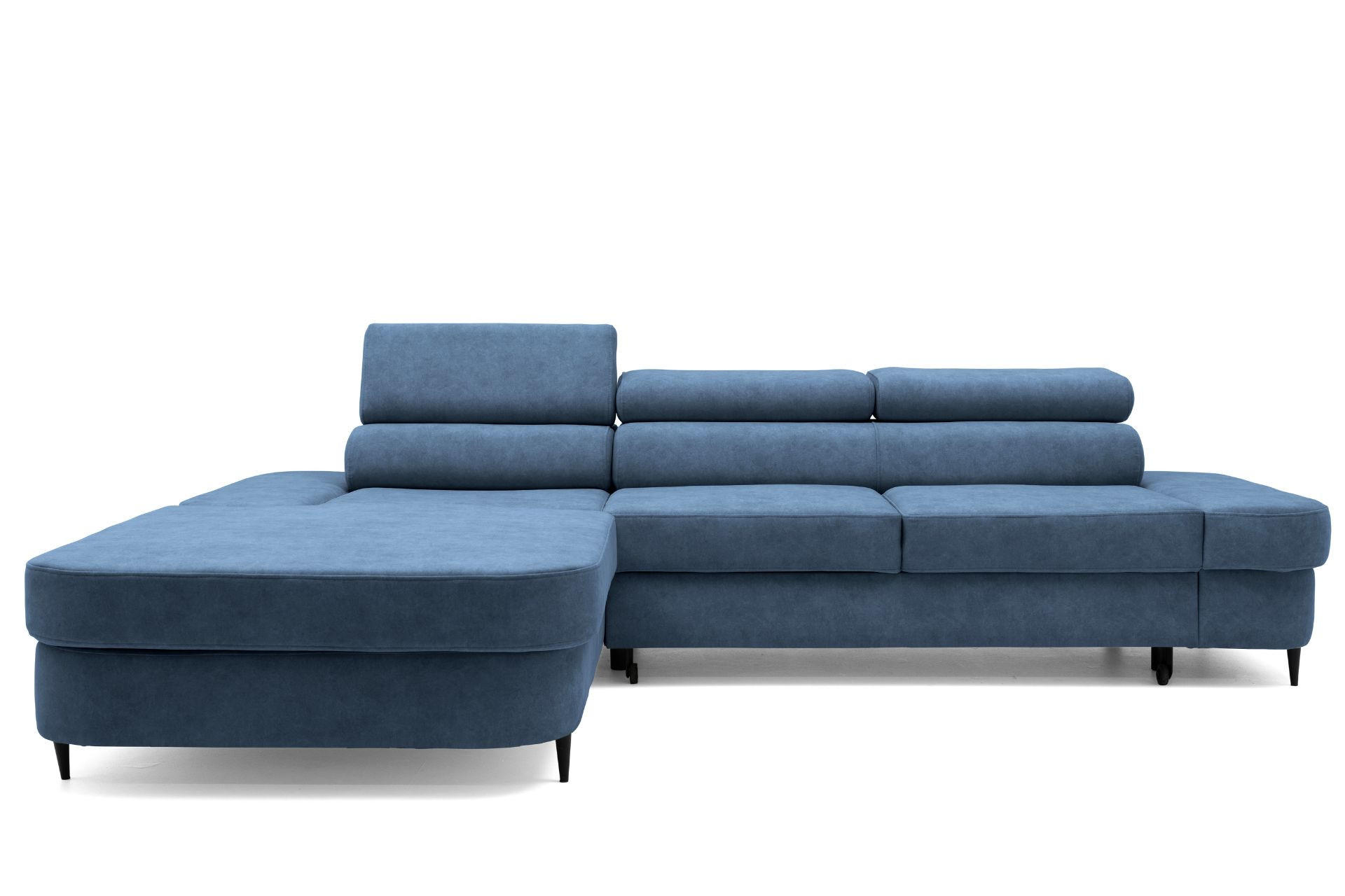 ECKSOFA JAZZ L Links mit Schlaffunktion 127x216 Velours Blau - Blau/Schwarz, Holz/Textil (285/237cm) - Muffo