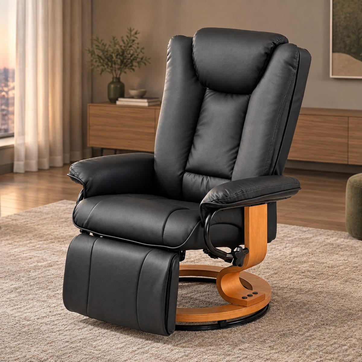 RELAXSESSEL in Schwarz 88x78x103 cm mit 360°-Drehfunktion und verstellbarer Rückenlehne - Schwarz, Kunststoff (78/103/88cm) - IVMEU