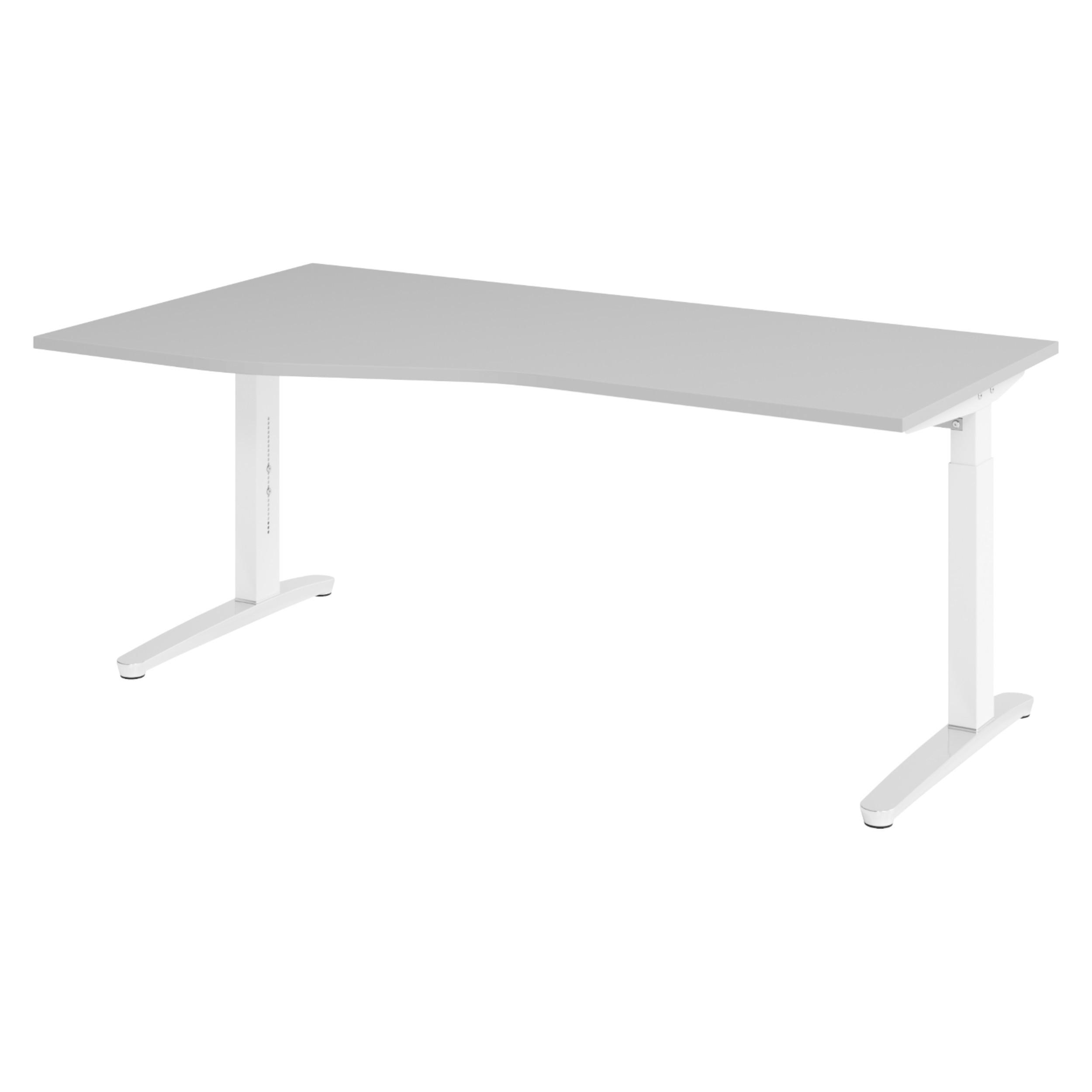 SCHREIBTISCH Serie-XB 100/180/74 cm in Grau/Weiß/Alu poliert - Silberfarben/Weiß, Holzwerkstoff (100/180/74cm) - bümö