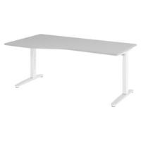 SCHREIBTISCH Serie-XB 100/180/74 cm in Grau/Weiß/Alu poliert - Silberfarben/Weiß, Holzwerkstoff (100/180/74cm) - bümö