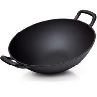 WOK Gusseisen Ø33,5cm WOKpfanne asiaische Gusspfanne - Schwarz, Metall (34/12/34cm) - BBQ Nerd