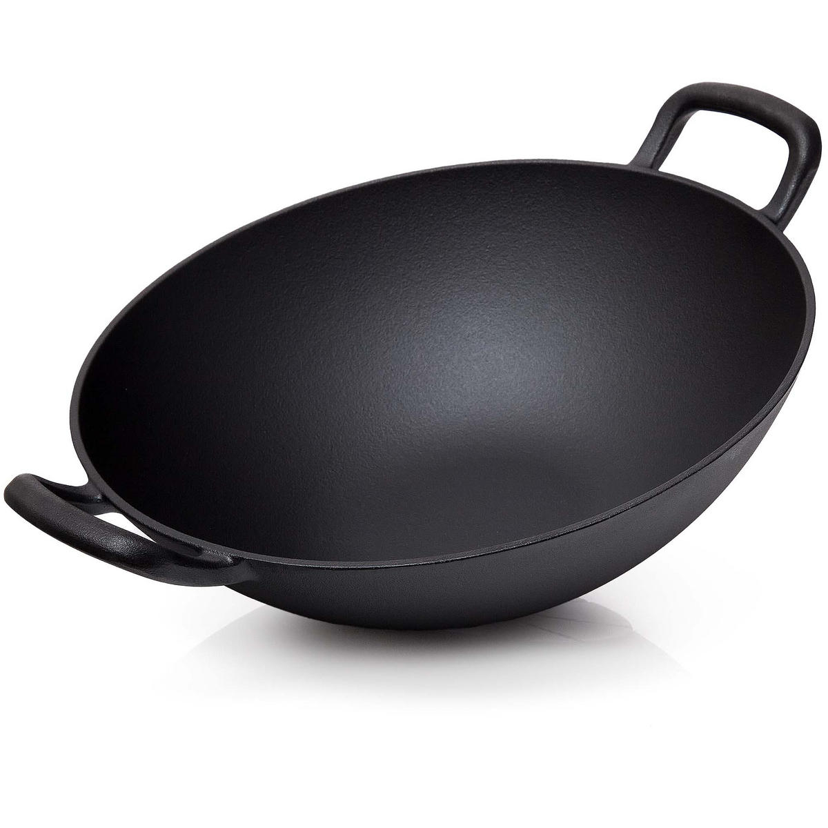 WOK Gusseisen Ø33,5cm WOKpfanne asiaische Gusspfanne - Schwarz, Metall (34/12/34cm) - BBQ Nerd
