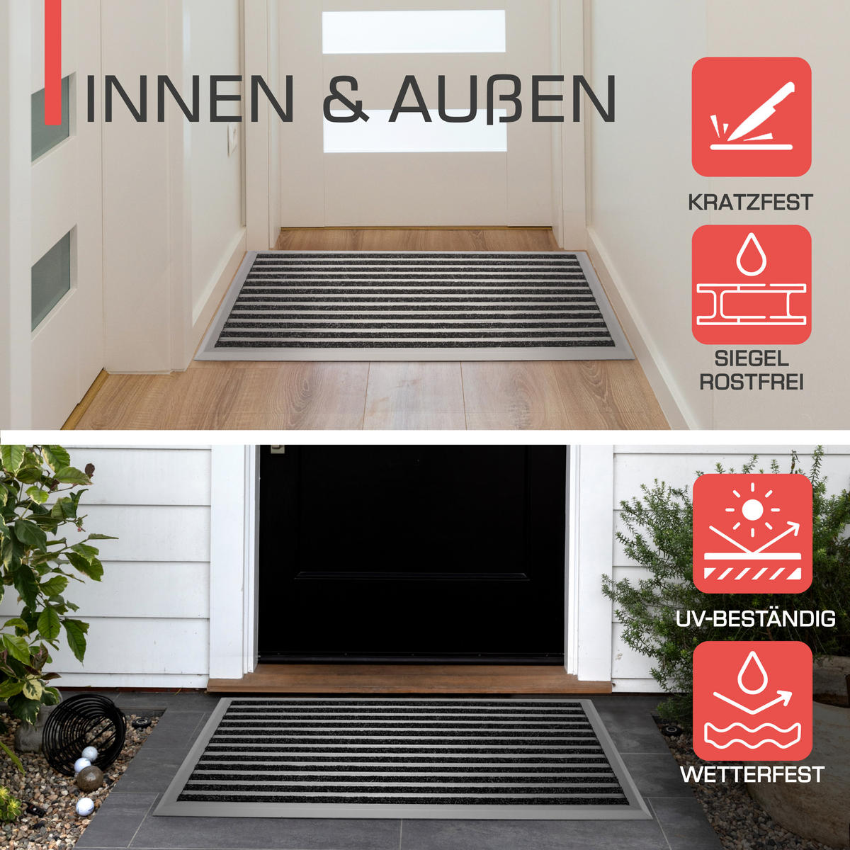ALU-FUSSMATTE AluGant DL - Silberfarben, Metall (60/40cm) - BoMoe