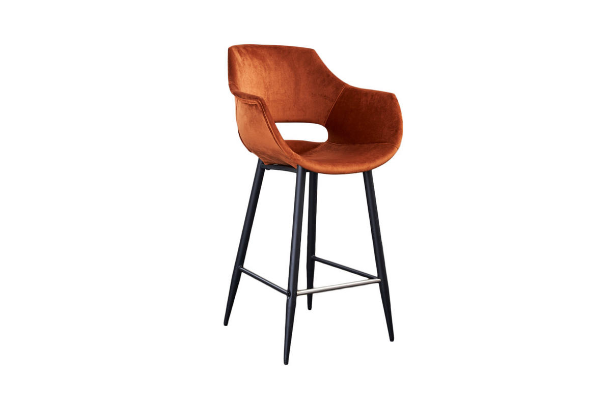 BARHOCKER ZAJA Braun Velvet - Braun, Textil (57/114/59cm) - KAWOLA