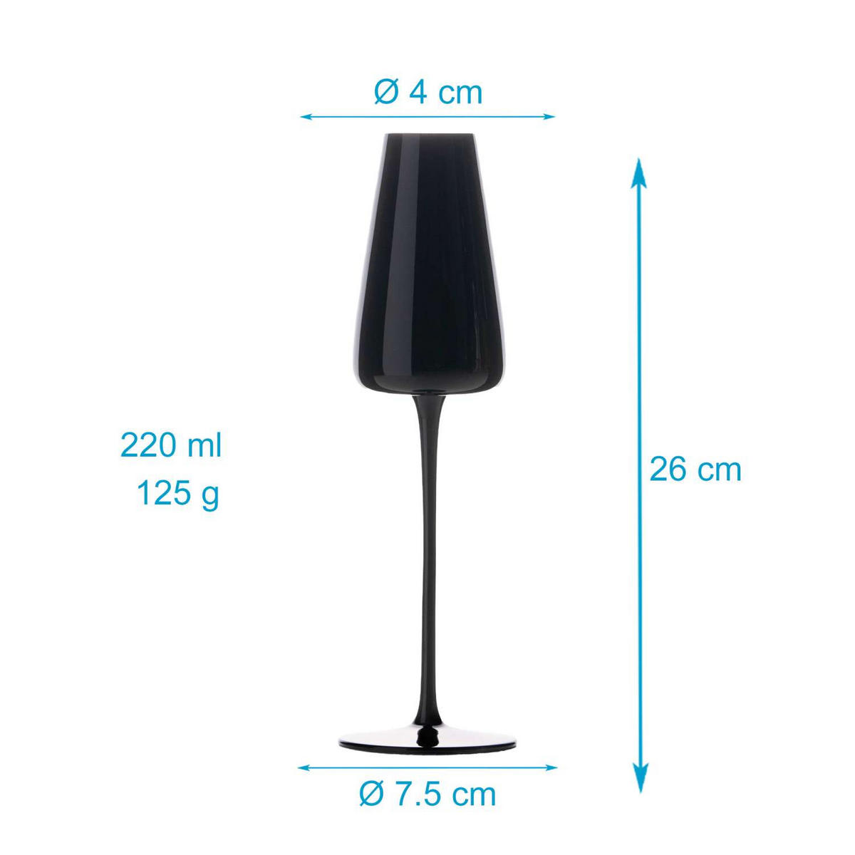 CHAMPAGNERGLÄSER 220 ml (2er-Set) - Schwarz, Glas (0.2L) - Intirilife