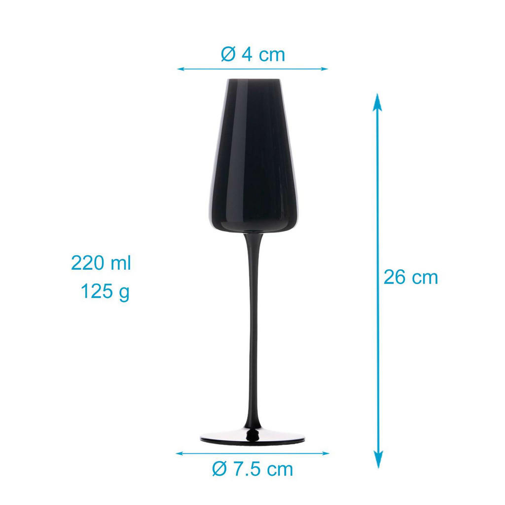 Thumbnail - Intirilife Champagnergläser, Schwarz, Glas, 0.2 L, leicht zu reinigen, Essen & Trinken, Gläser, Champagner- & Sektgläser