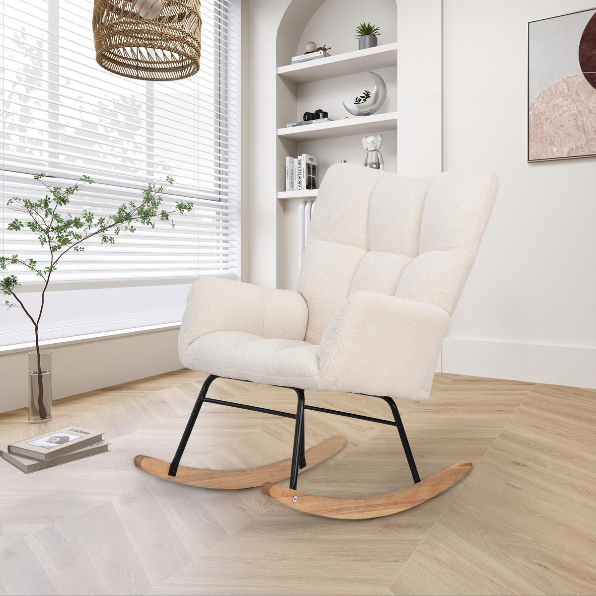 SCHAUKELSTUHL 88/62.5/96 cm Beige Wolle - Beige, Textil (68/42/70cm) - Oxeza