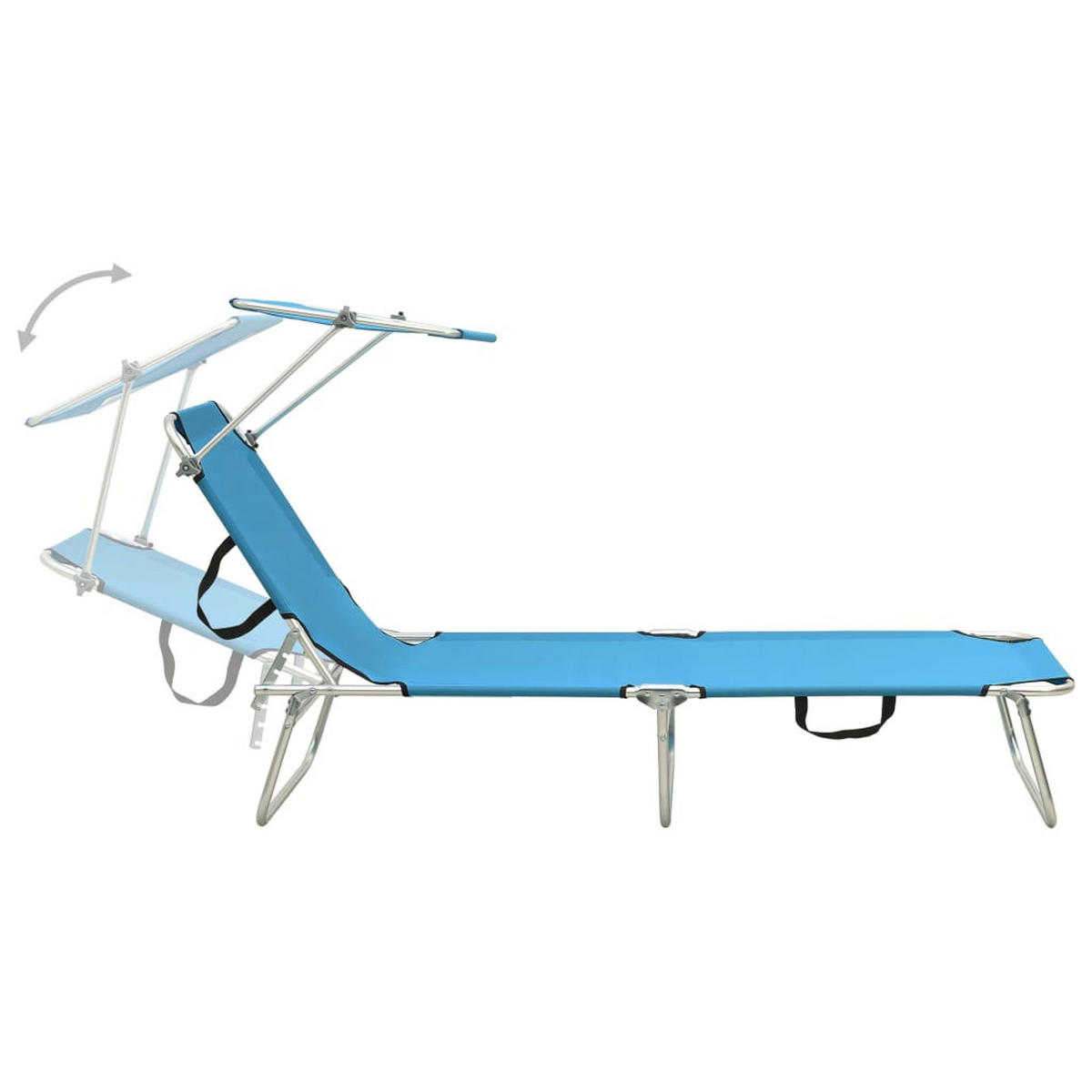 KLAPPLIEGE mit Sonnendach Blau Aluminium - Blau, Textil (57.5/27/187cm) - furnicato