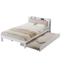 FUNKTIONSBETT aus Kiefer und MDF 120x200 cm Weiß mit Ausziehbett 90x190 cm und Ladestation - Weiß, Holz (120/200cm) - IVMEU