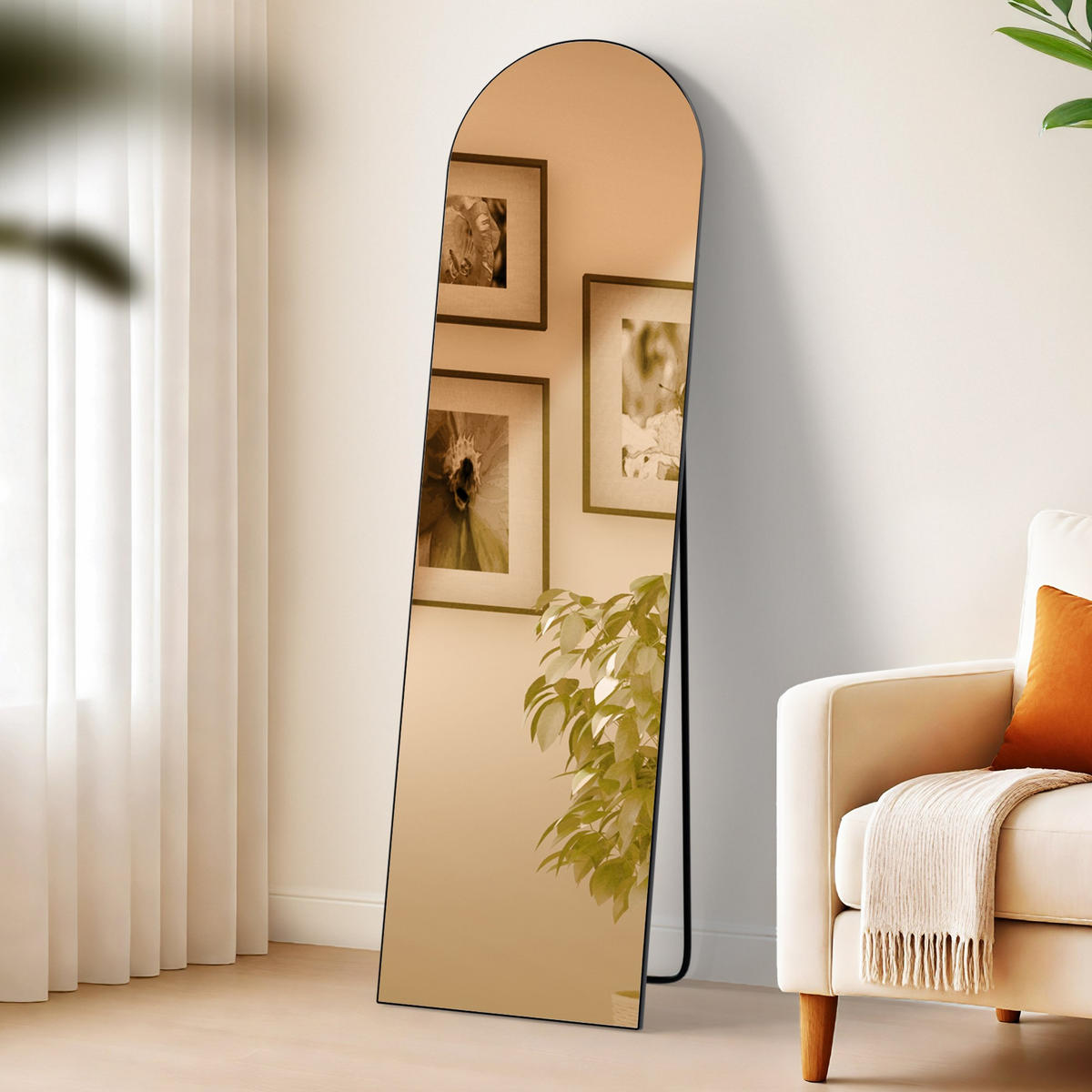 STANDSPIEGEL Malaga Glas Schwarz-matt Ganzkörperspiegel - Schwarz, Glas (40/140/3cm) - DELUKE