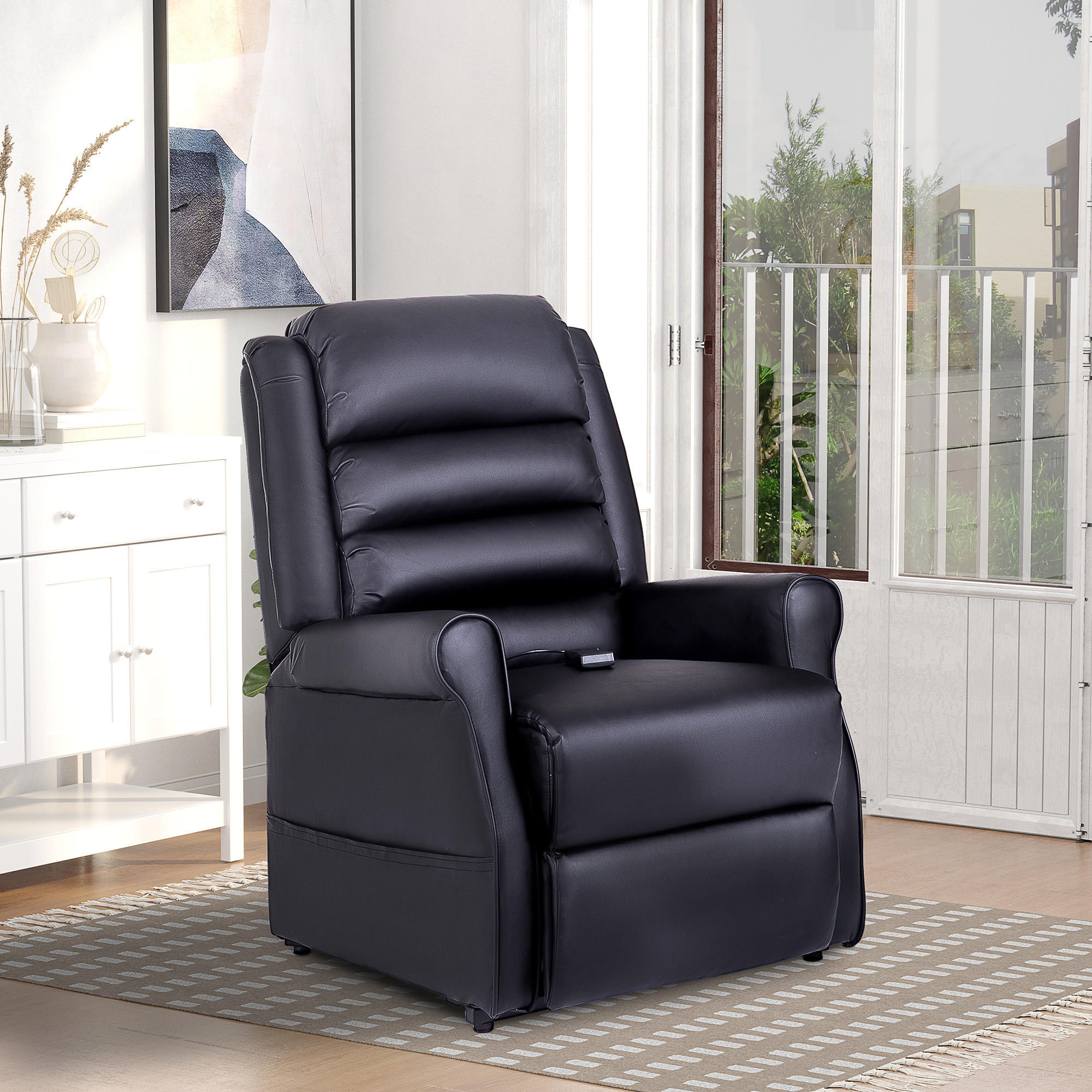 MASSAGESESSEL mit Aufstehhilfe, inkl. Fernbedienung, Schwarz - Schwarz, Kunststoff (96/107/80cm) - HOMCOM