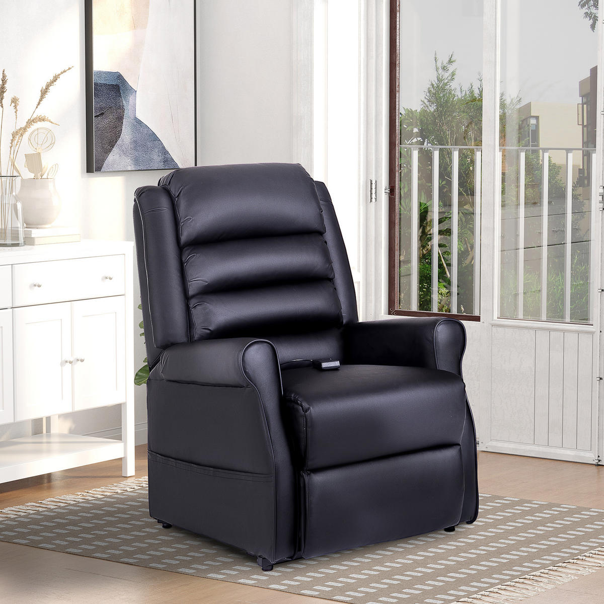 MASSAGESESSEL mit Aufstehhilfe, inkl. Fernbedienung, Schwarz - Schwarz, Kunststoff (96/107/80cm) - HOMCOM