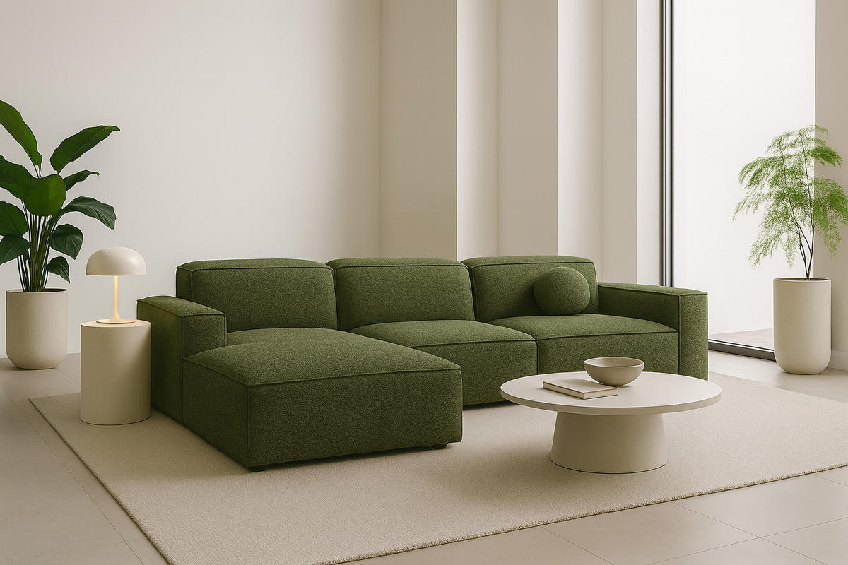 ECKSOFA Cursal L-Form, Stoff Artico, Moss, Links - Grün, Holz (284/166cm) - Kaiser Möbel